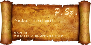 Pecker Szulamit névjegykártya